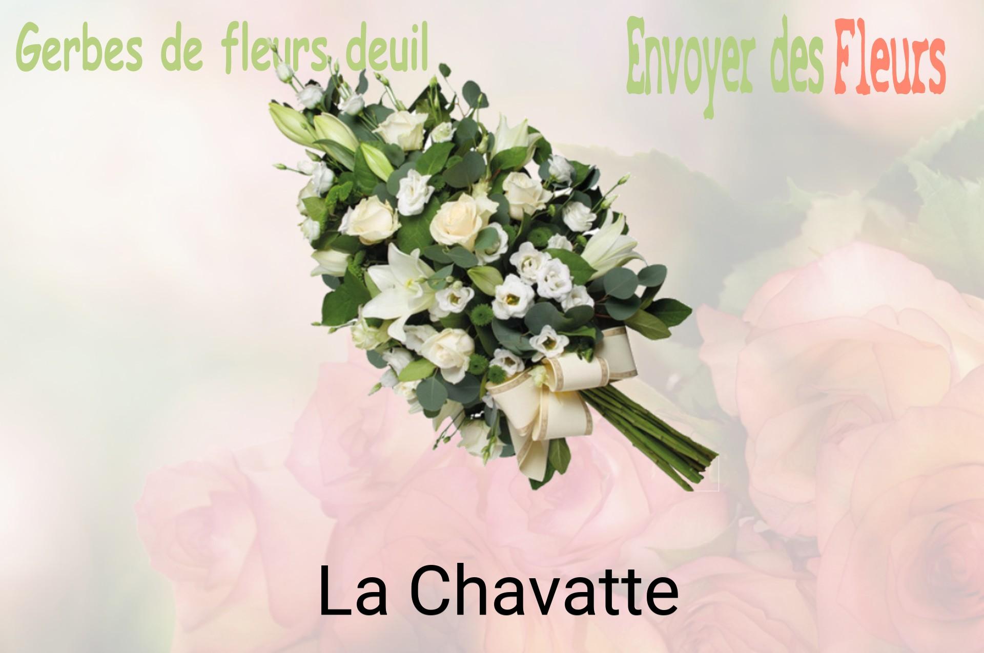 Gerbe de fleurs de deuil livrée à La Chavatte